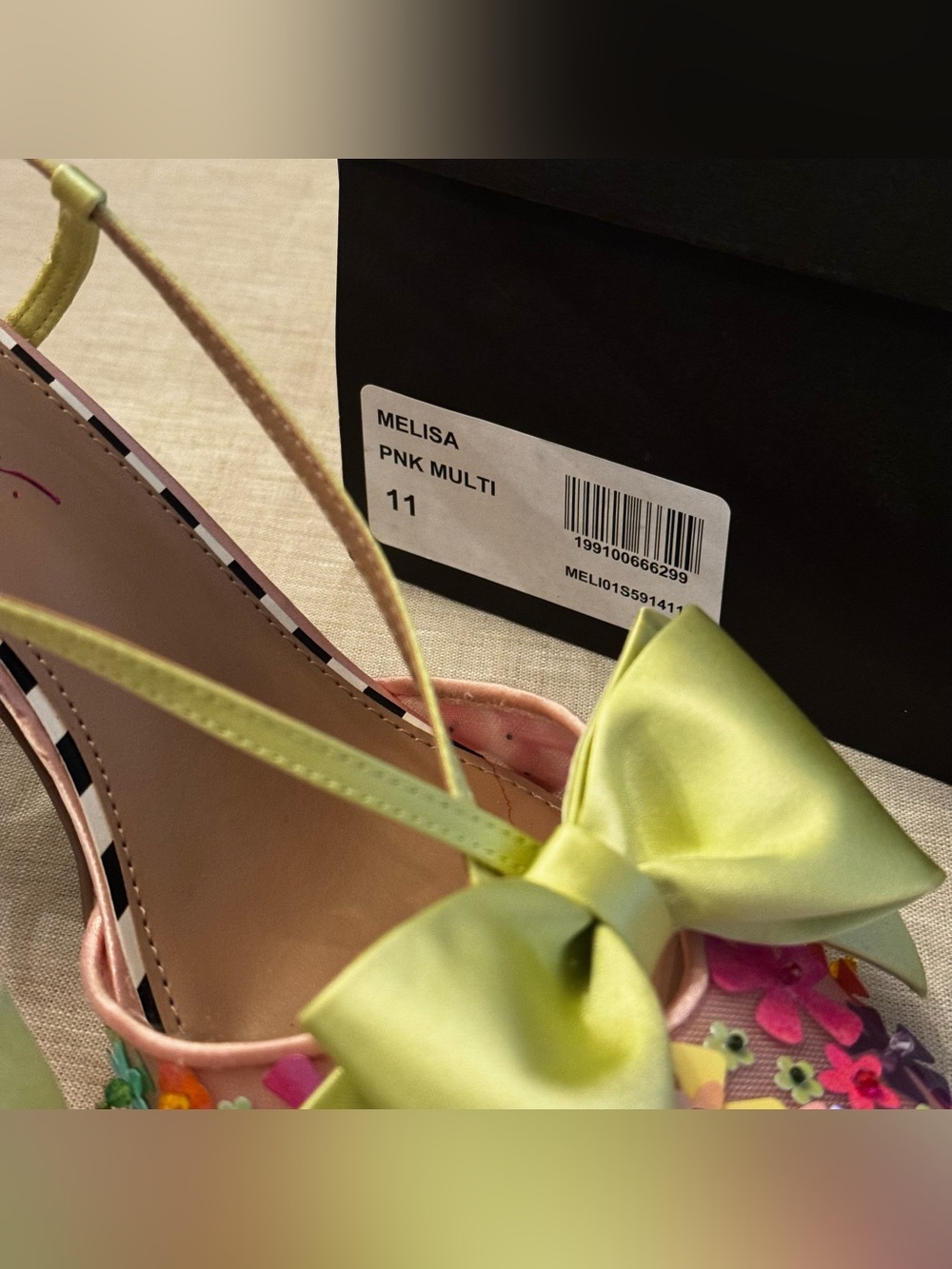 Betsey Johnson “Melisa Pink Multi” Floral Bow Heels - Size 11 - Picture 4 of 13